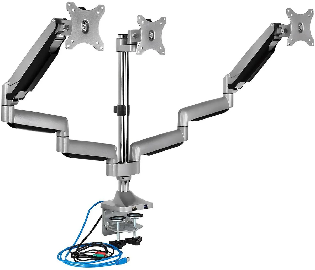 Mount-It Mount-It Triple Monitor Stand 24-32 inch USB Audio 75x100 VESA C-Clamp Grommet — product photo