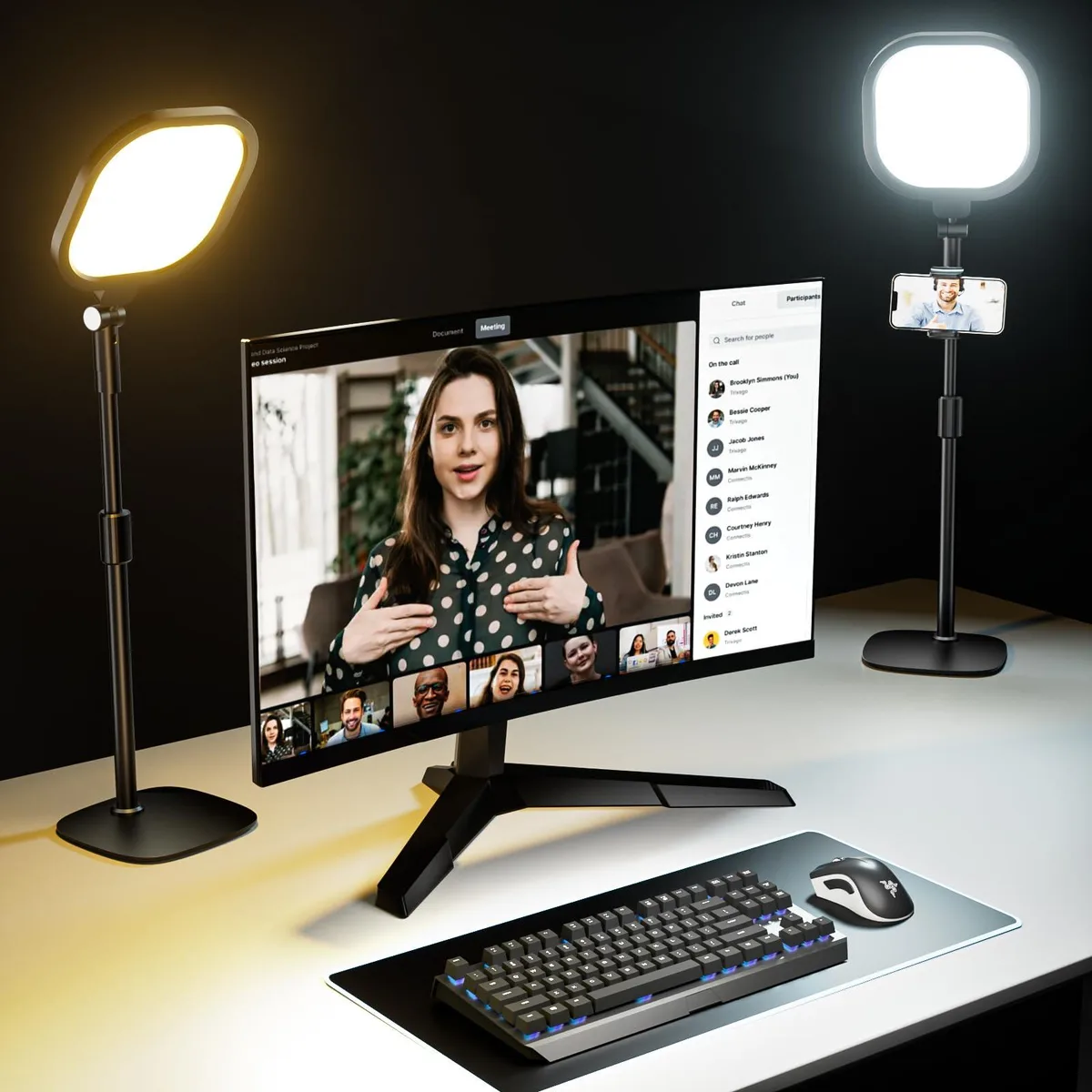 Neewer LitONES616 2-pack video conference lights with stands and phone holders, CRI 97.8 — product photo