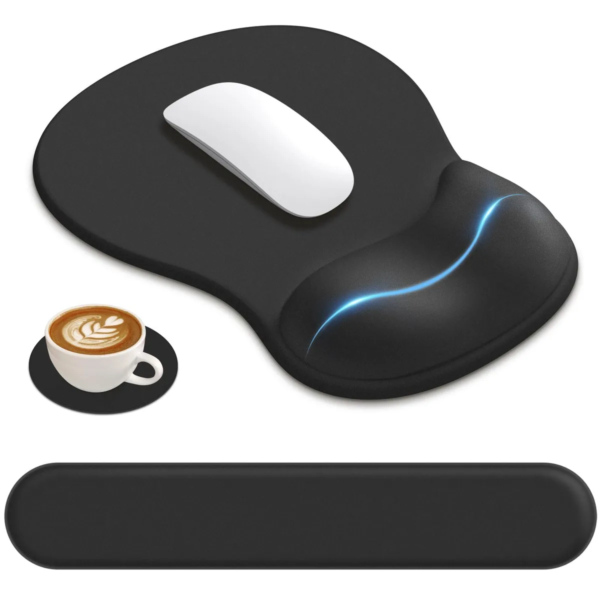  AKIT 3-in-1 Memory Foam Wrist Rest Set Black 10.3 x 7.5 in — product photo