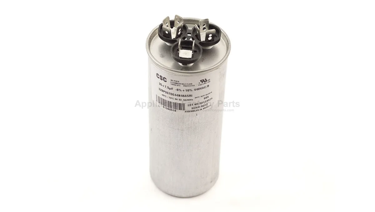 Appliance Factory Parts Appliance Factory Parts 61080518 Capacitor 25/7.5 440V TYPE=RAC appliance part — product photo
