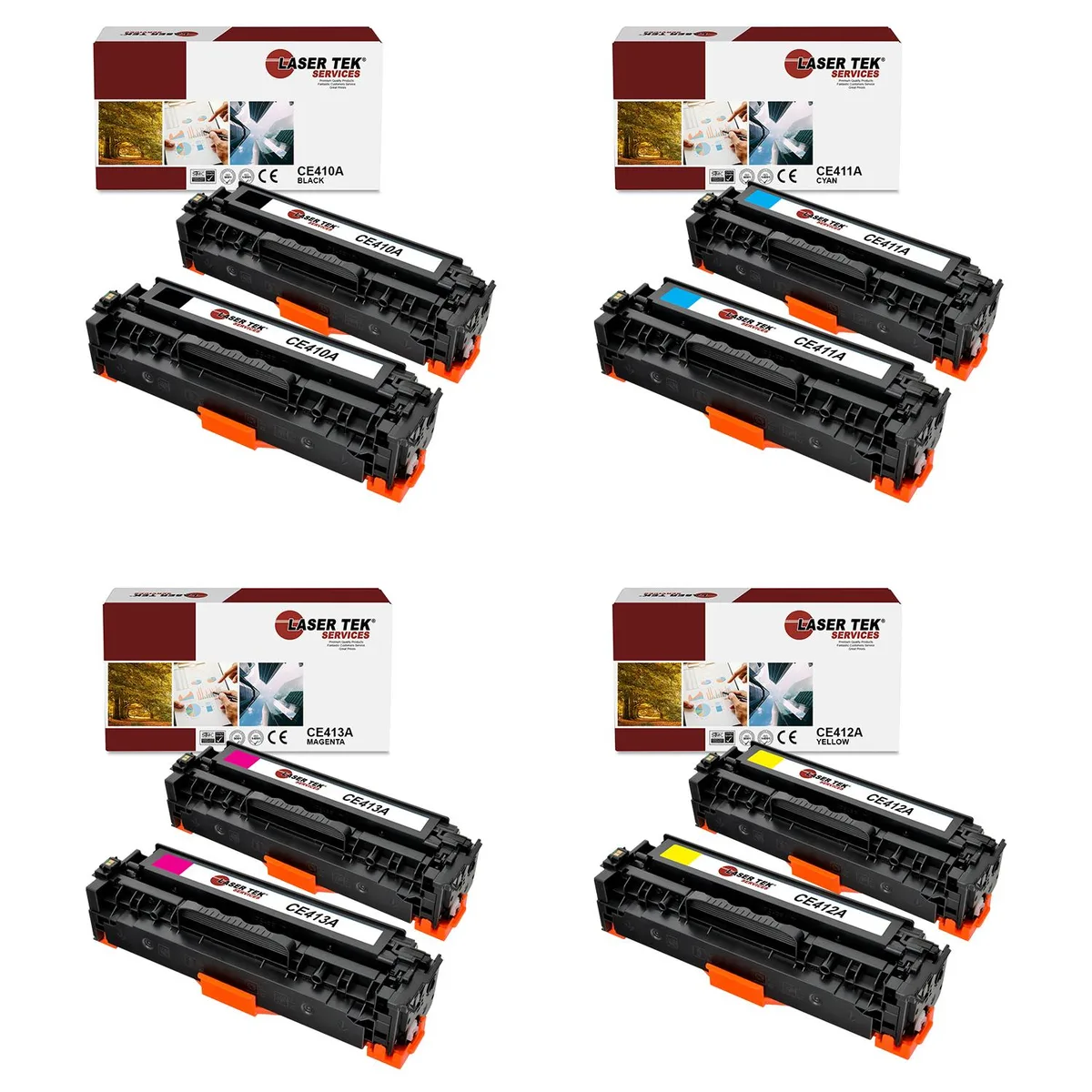 Laser Tek Services Laser Tek Services 305A CE410A CE411A CE412A CE413A toner cartridge 8 pack — product photo