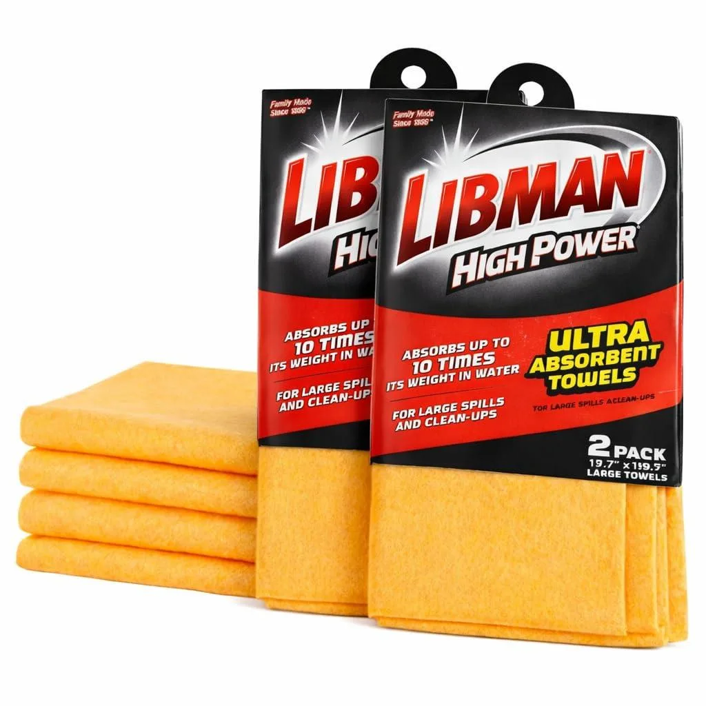 Four square synthetic cleaning cloths folded flat, each 19.7 inches wide