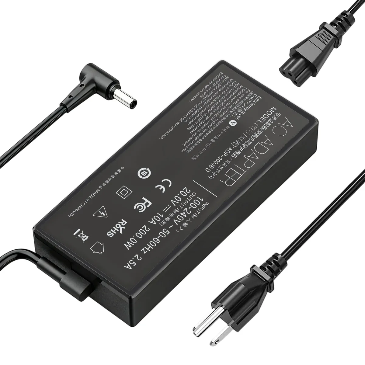 Black rectangular Dell 85W laptop charger with 6.0x3.7mm connector and power cable