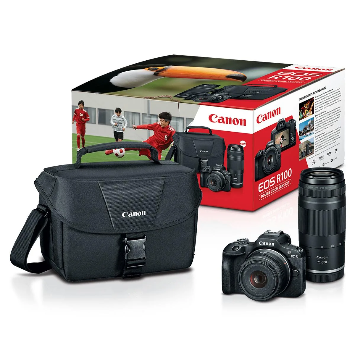 Canon Canon EOS R100 24.1MP kit RF-S 18-45mm RF 75-300mm 6052C111 — product photo