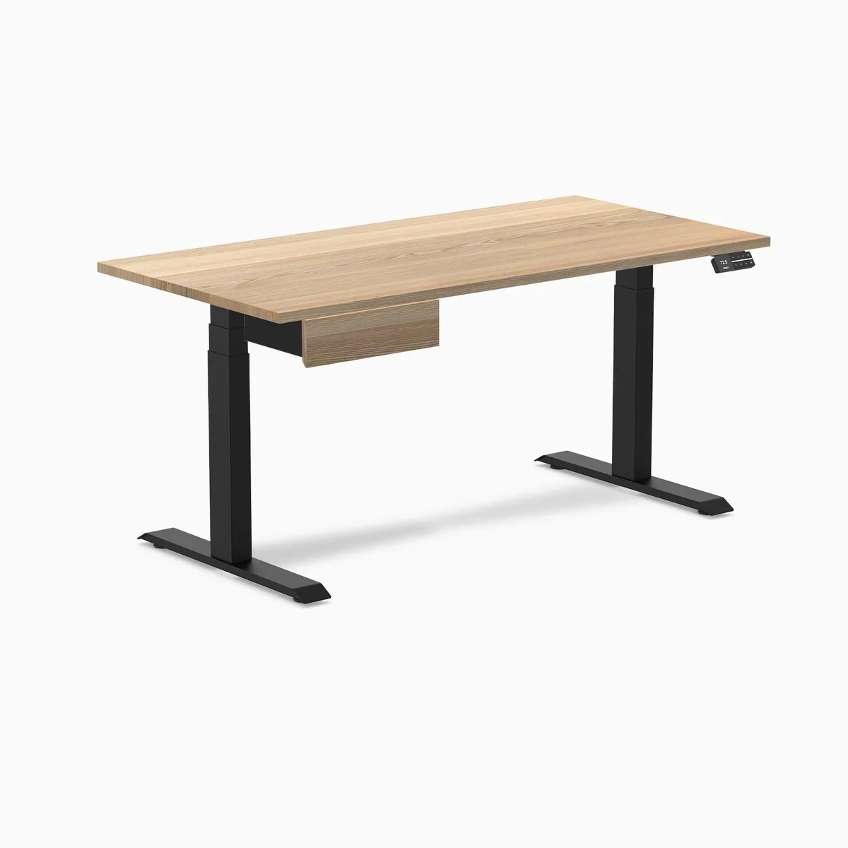 Desky Desky Dual Hardwood Standing Desk With Drawer White Ash 60 x 30 in Matte Black — product photo