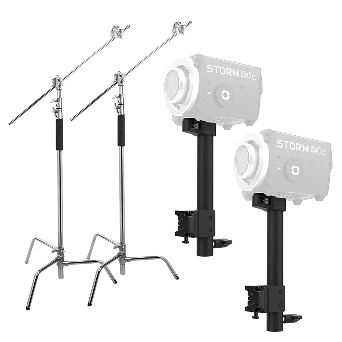 Aputure Aputure STORM 80c Handheld Bracket 2-Pack with 10' C Light Stands — product photo