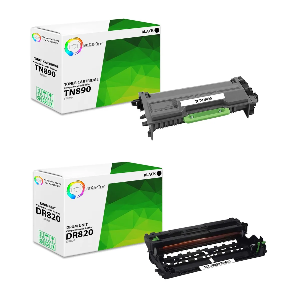 True Color Toner True Color Toner TN890 2 Pack + DR820 Drum Unit toner cartridge — product photo