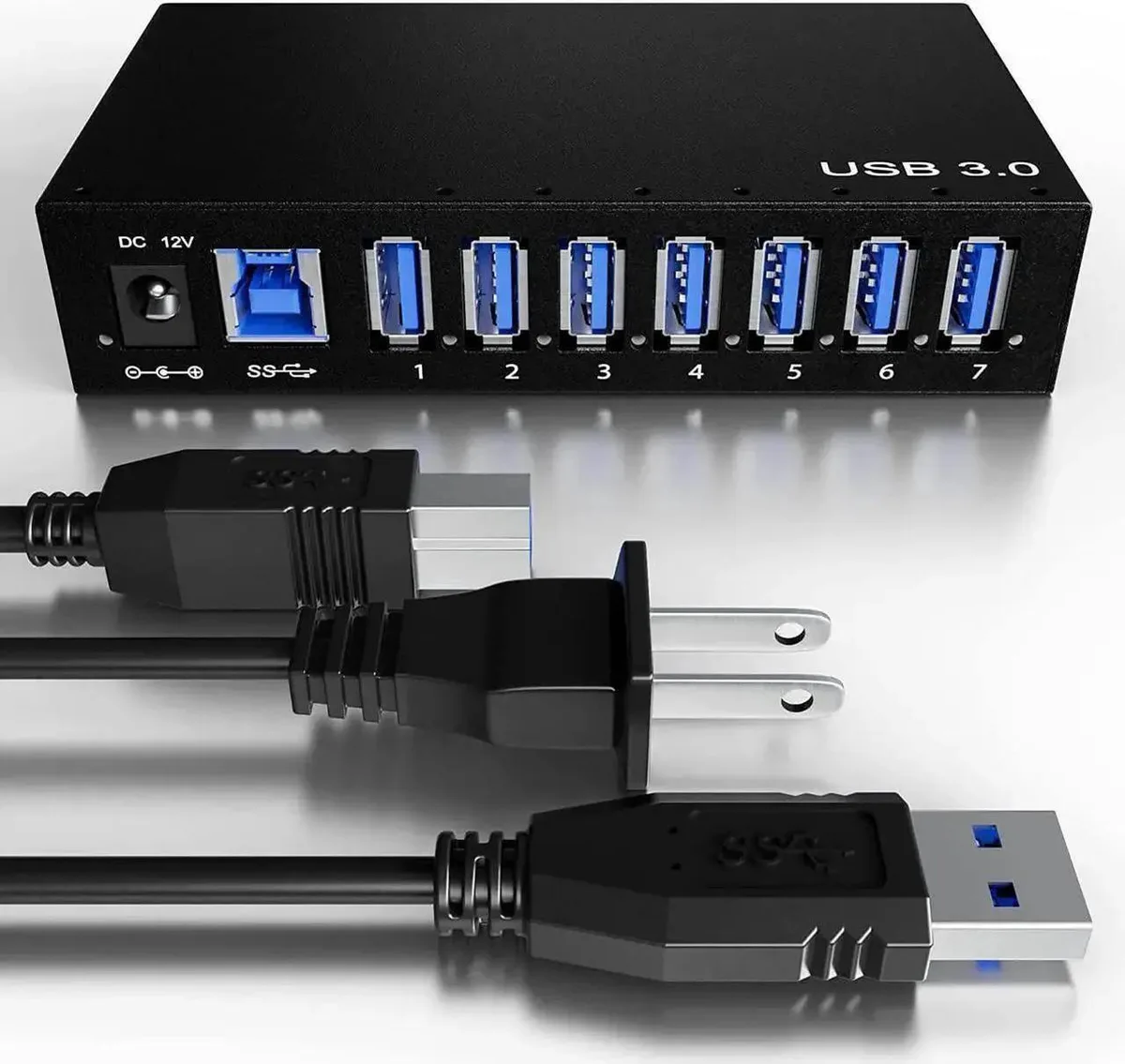 Vszerda Vszerda 7-Port USB 3.0 Powered Hub 12V 3A 36W 5120 Mbps Aluminium — product photo