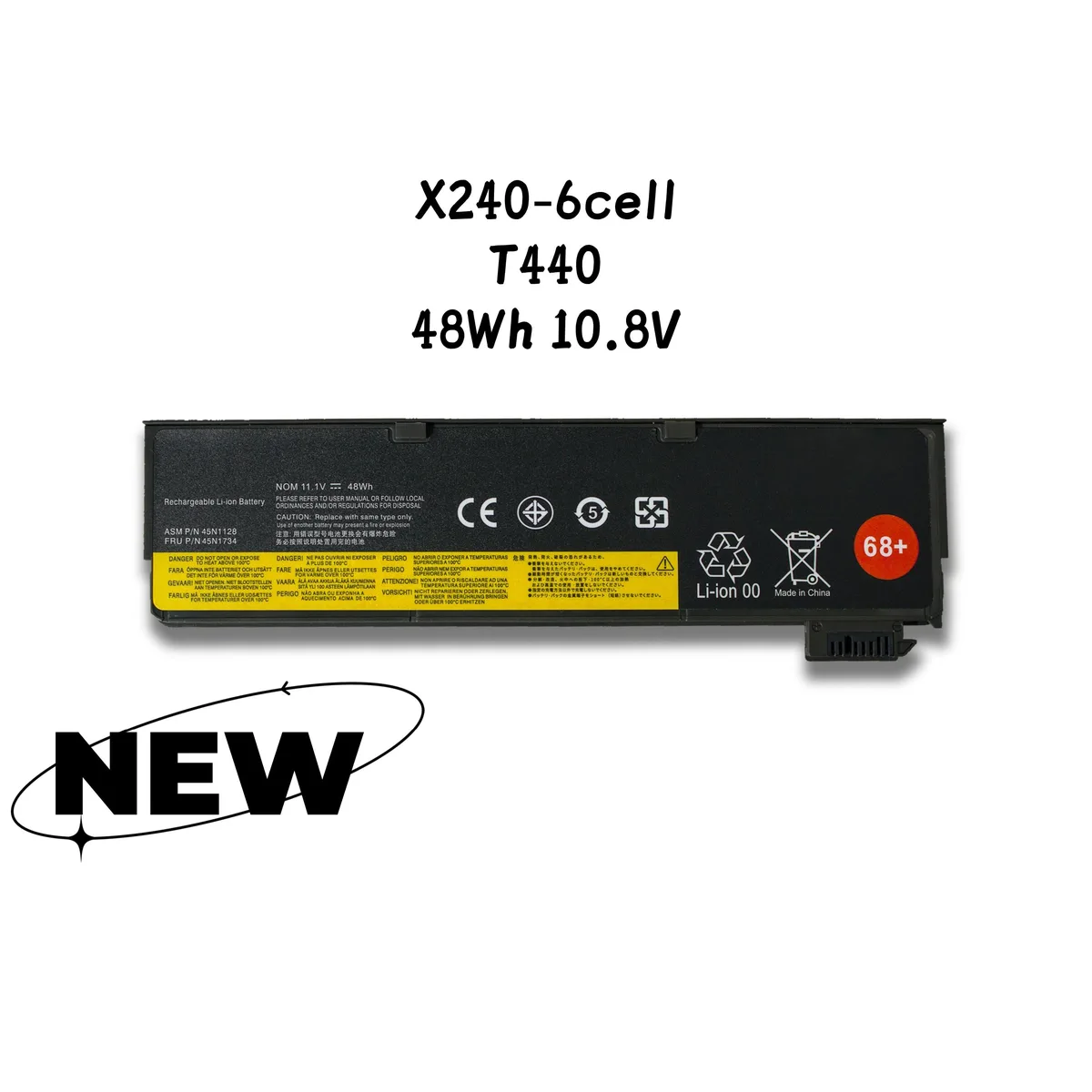 Damaite Damaite 48Wh 10.8V 6-Cell Laptop Battery for Lenovo ThinkPad X240 X250 T440 T450 T550 X270 45N1136 — product photo