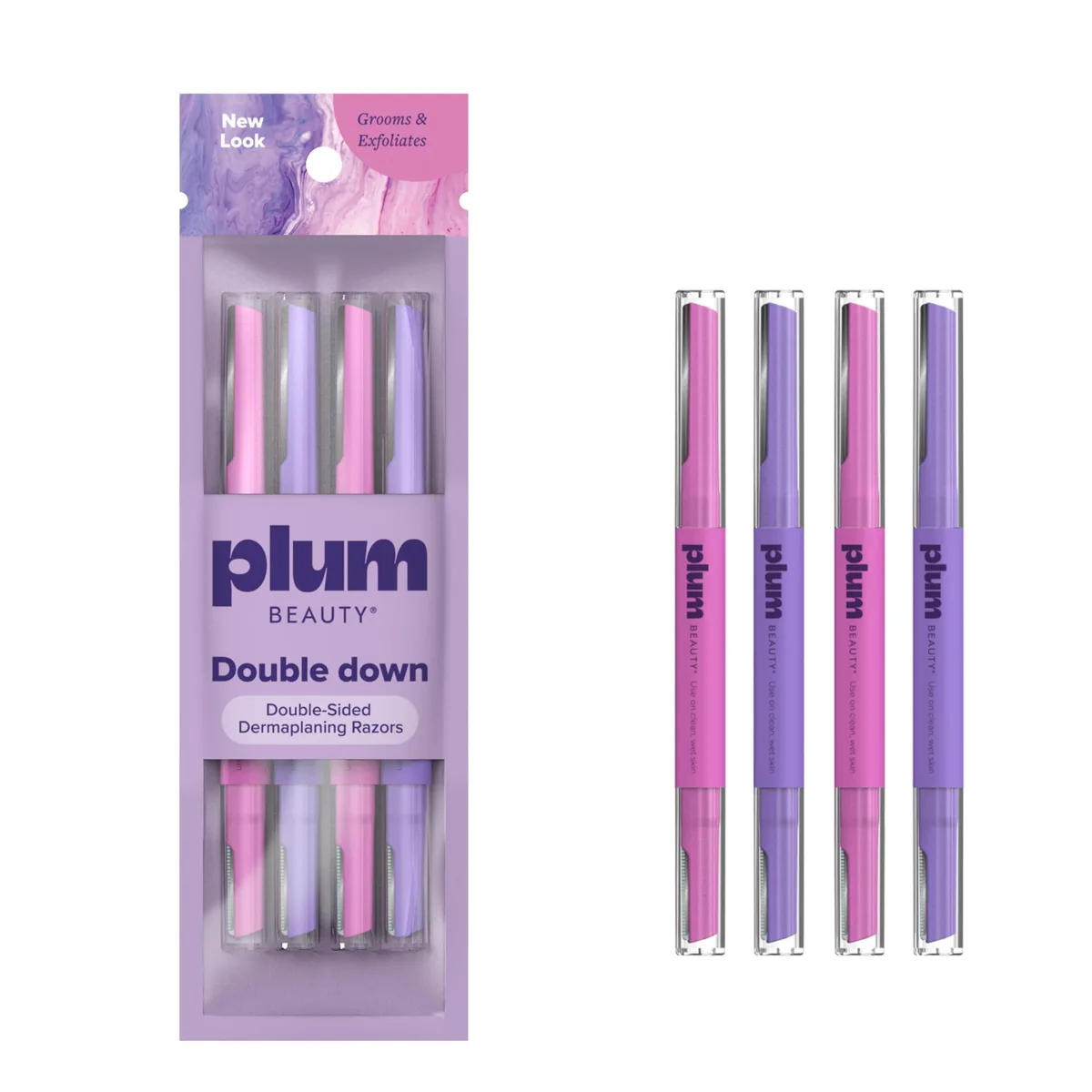  Plum Beauty Double-Sided Dermaplaning Razors 4-Pack Purple — product photo