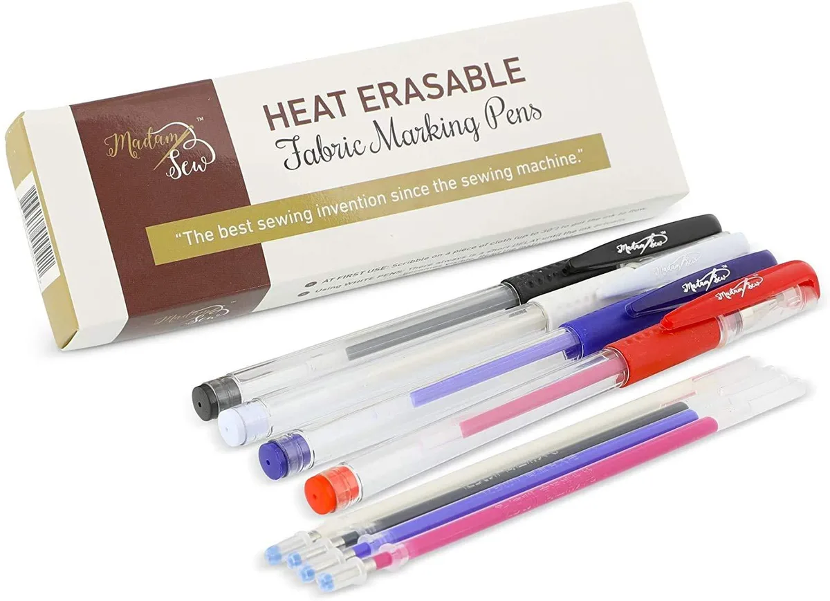 Madam Sew Heat Erasable Fabric Marking Pens 4 Pack 8 Piece Set .7mm Tip — product photo