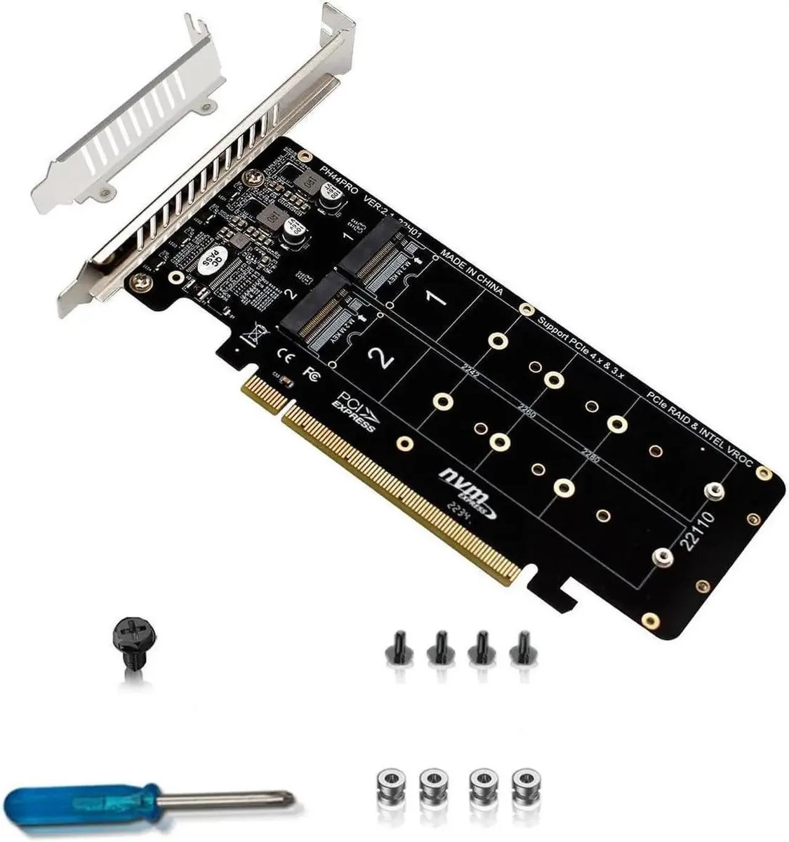 SMUGDESK SMUGDESK PH44PRO Dual-Sided 4×M.2 NVMe PCIe X16 Splitter Card — product photo
