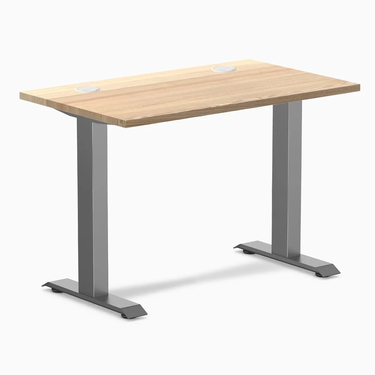Desky Desky Zero Mini Hardwood Desk White Ash Space Gray 40 x 24 in with Grommets — product photo