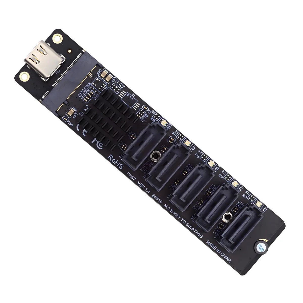 Adafruit Adafruit USB-C to 5-Port SATA Adapter JMB575 JMS580 — product photo