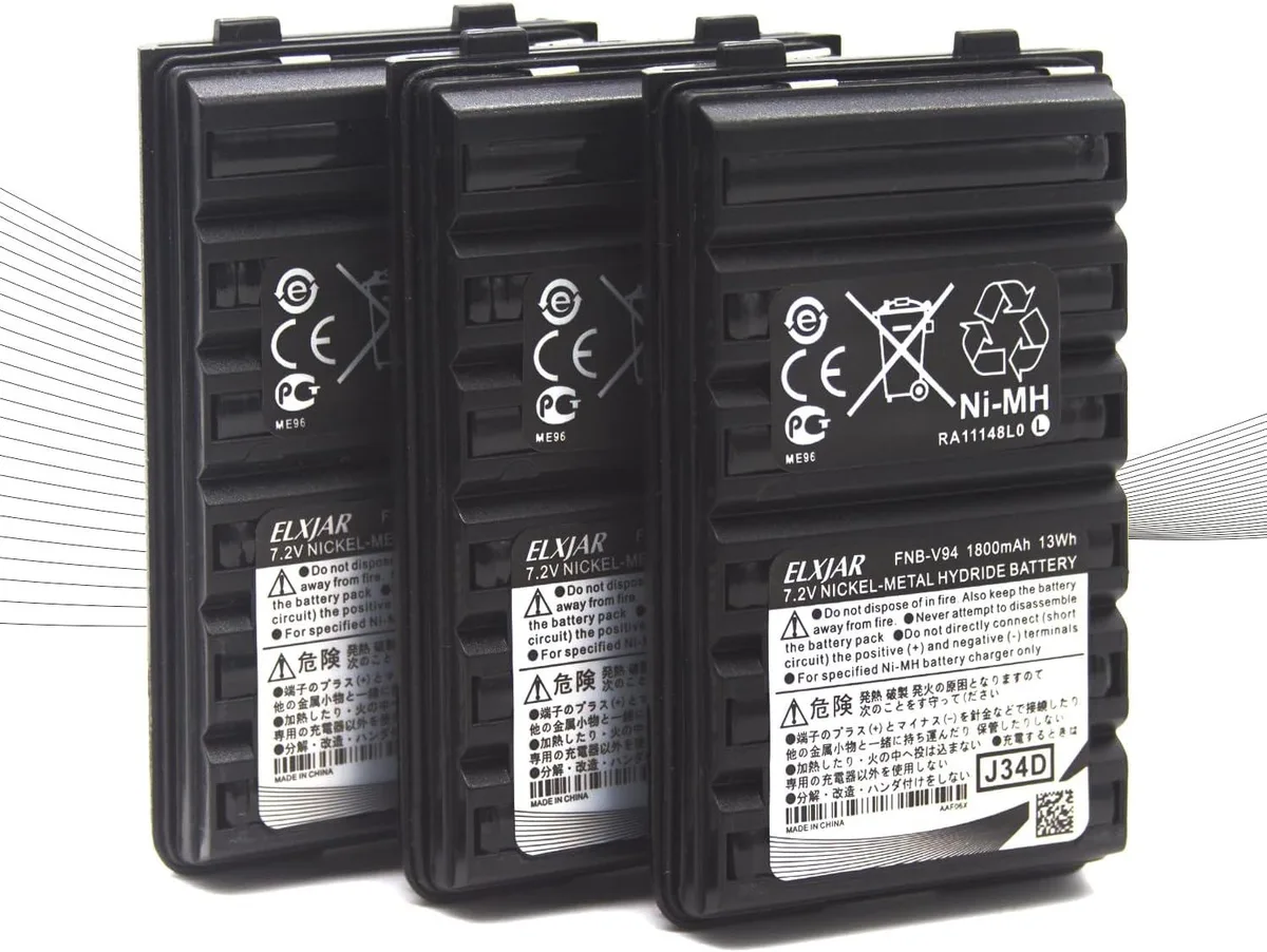 usbroway usbroway 7.2V 1800mAh Ni-MH Battery Pack (3-Pack) two-way radio — product photo