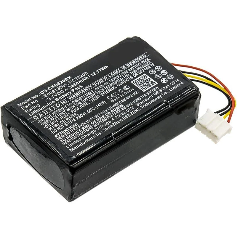 Rectangular lithium-polymer battery pack, dark grey finish, compact form factor, gold connector visible