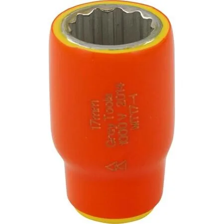 17mm 3/8" drive 12-point insulated socket orange and yellow layers