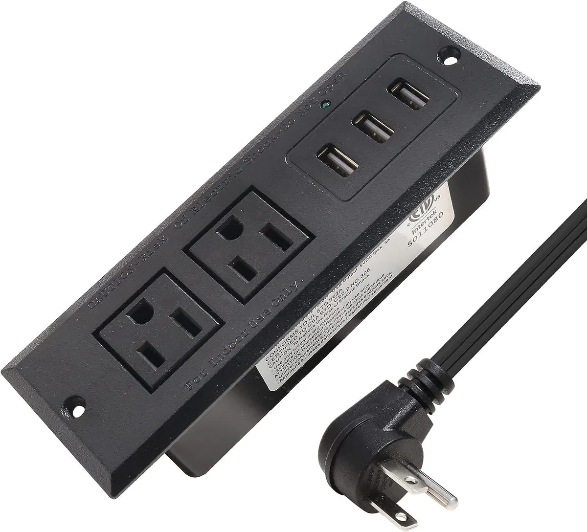 BFKK BFKK Desk Power Strip 2 Outlets 3 USB 15W Recessed Mount — product photo