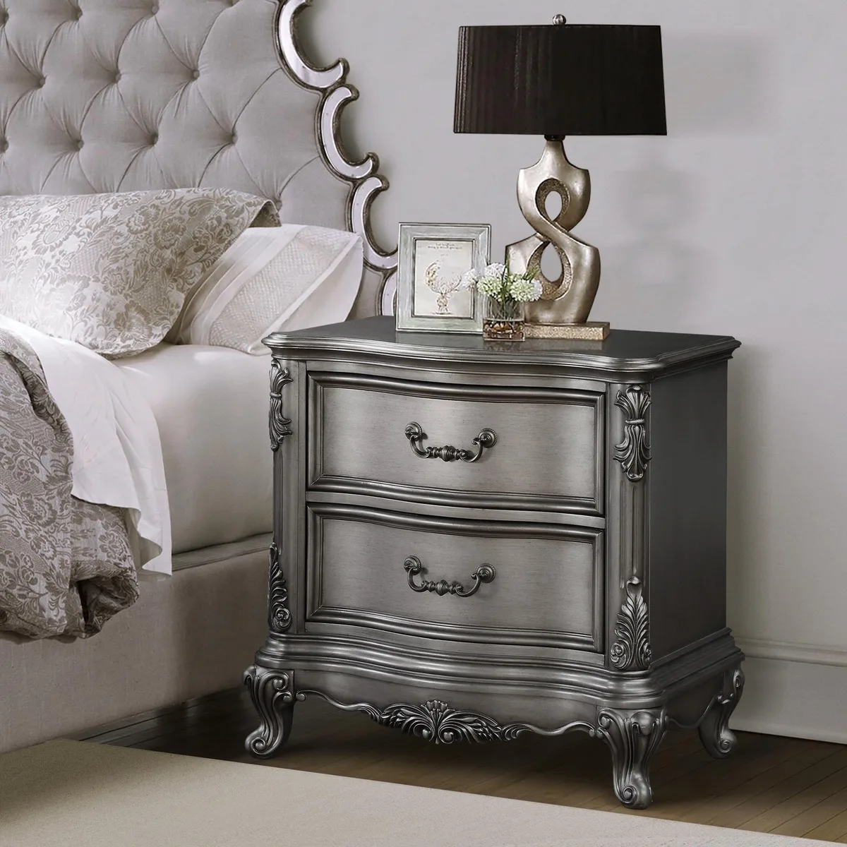 tuphen tuphen Antique Platinum 2-Drawer Nightstand 30.5x30.5x18.5 in — product photo