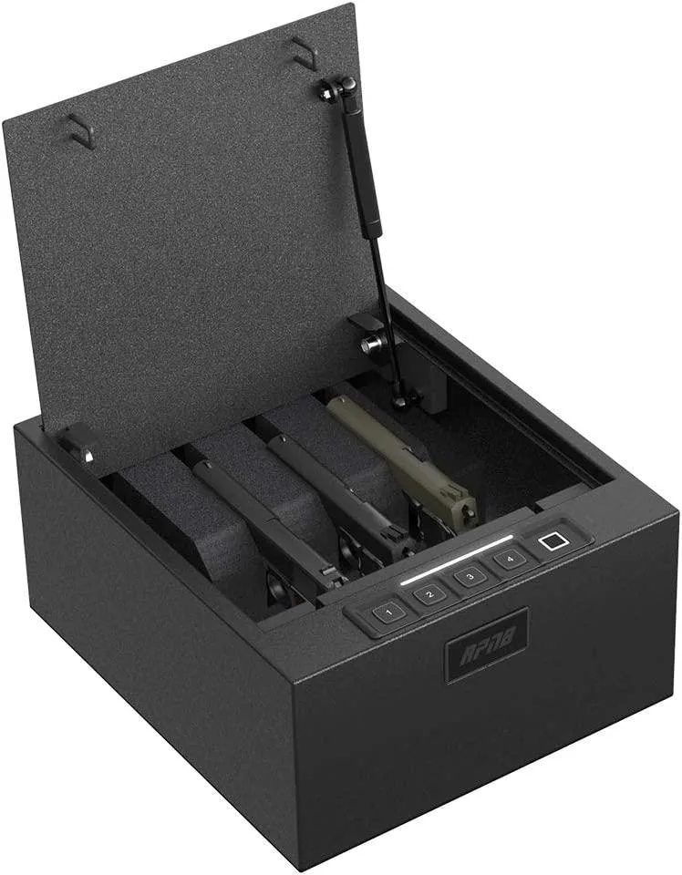 BFKK BFKK 4-Pistol Gun Safe Biometric Keypad 20 Fingerprints 500 DPI 30s Light 90° Lid — product photo