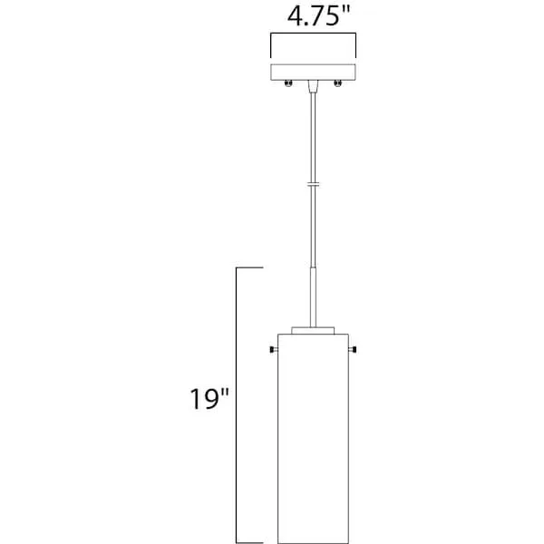 Small polished chrome pendant light with frosted glass cylinder and clear ends, 4.75 inches wide