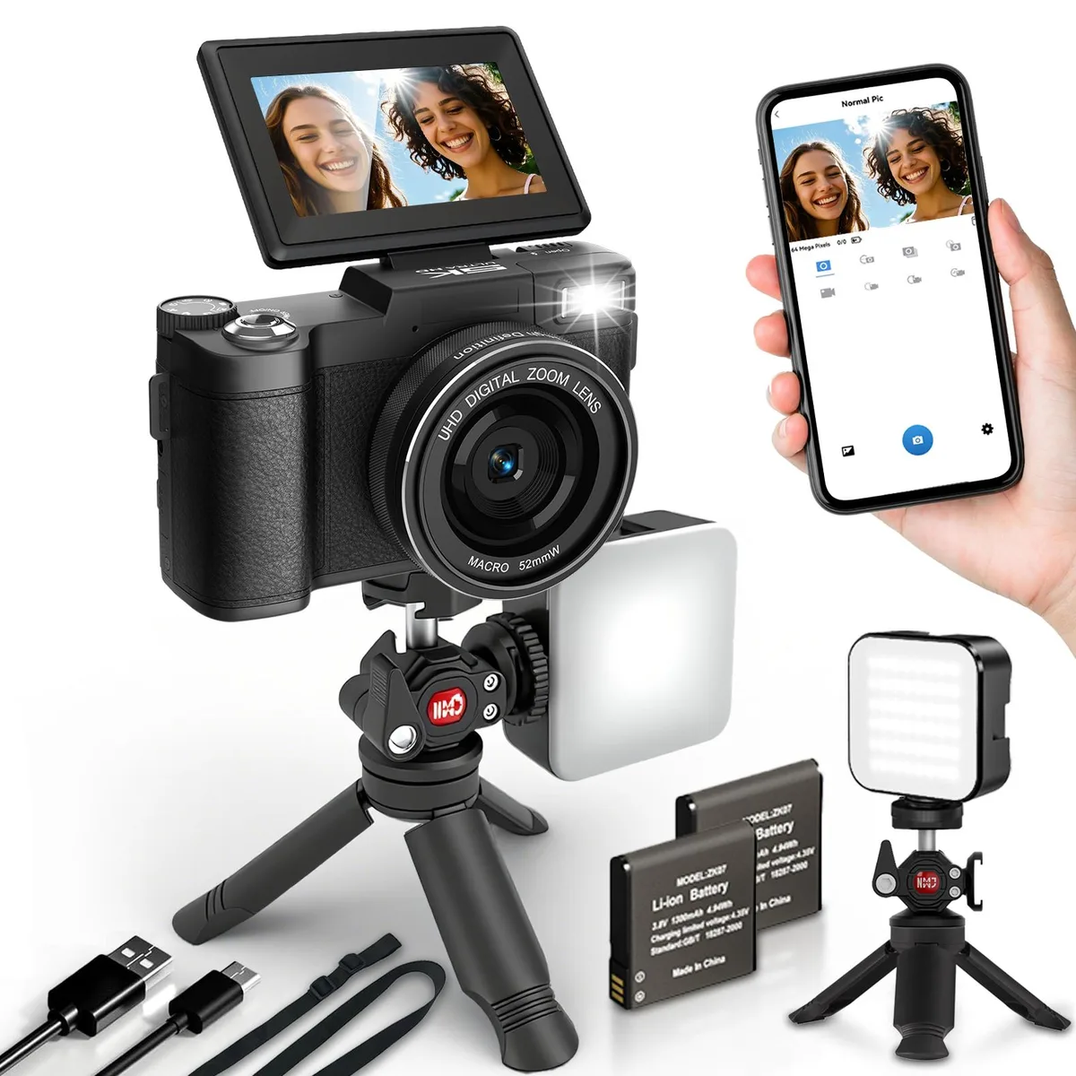 novzzovaz novzzovaz 5K 64MP WiFi Shoot Camera Black 3.0" Flip Screen 18X Zoom — product photo