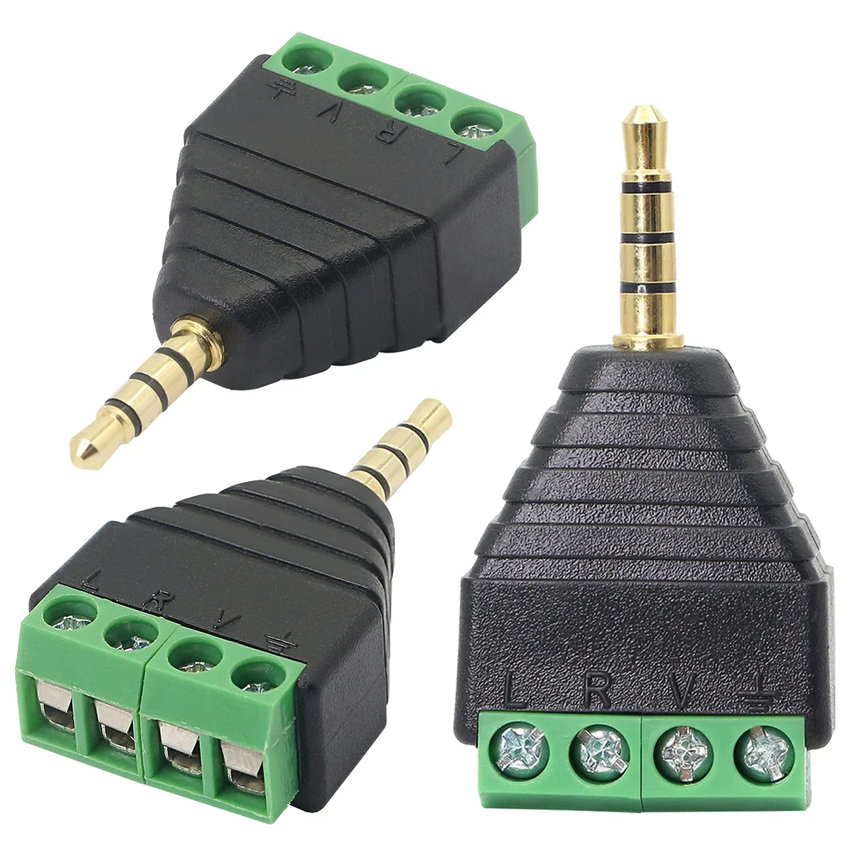 BUCIER BUCIER 3.5mm TRRS 4-Pole Screw Terminal Adapter 3-Pack — product photo