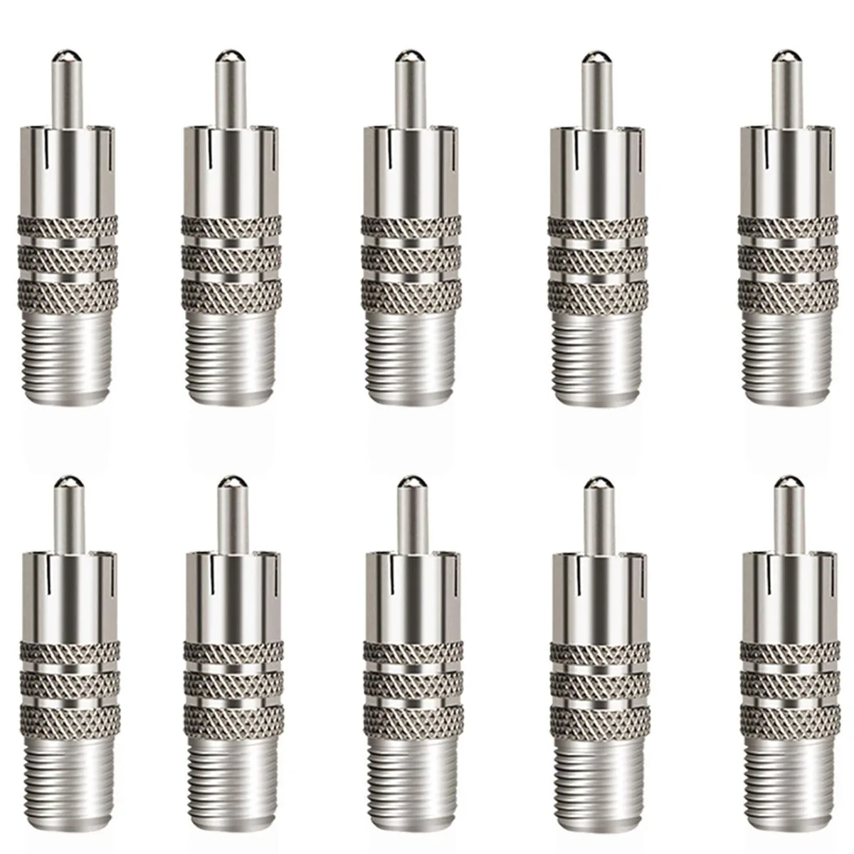 Boxwave Boxwave 10 Pack F Female to RCA Male Coaxial Adapter (Nickel Plated) — product photo
