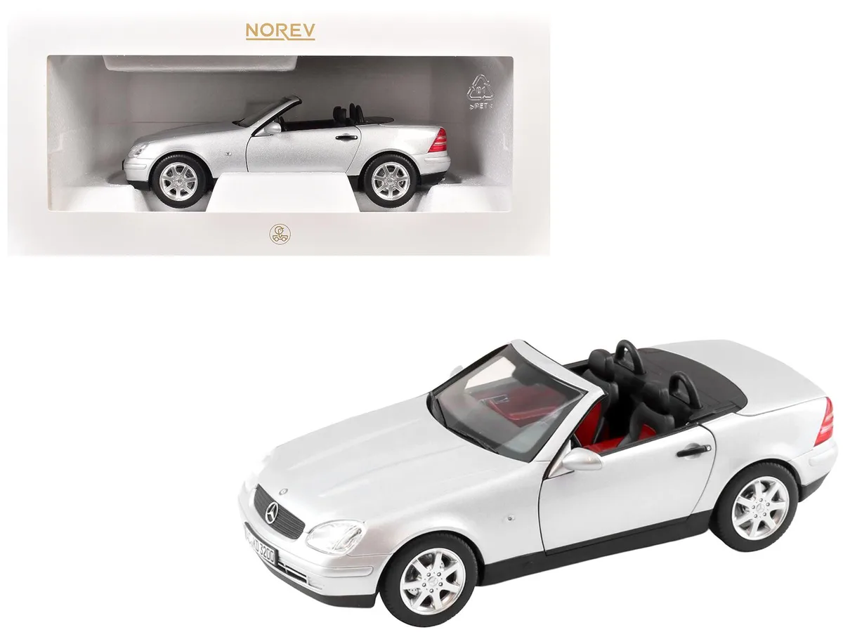 Norev Norev 1996 Mercedes-Benz SLK Convertible Brilliant Silver Metallic 1/18 Diecast hobby collectible — product photo