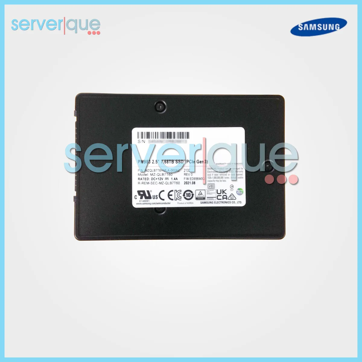 SAMSUNG SAMSUNG PM983 7.68TB PCIe 3.1 2.5" NVMe internal SSD MZ-QLB7T60 — product photo