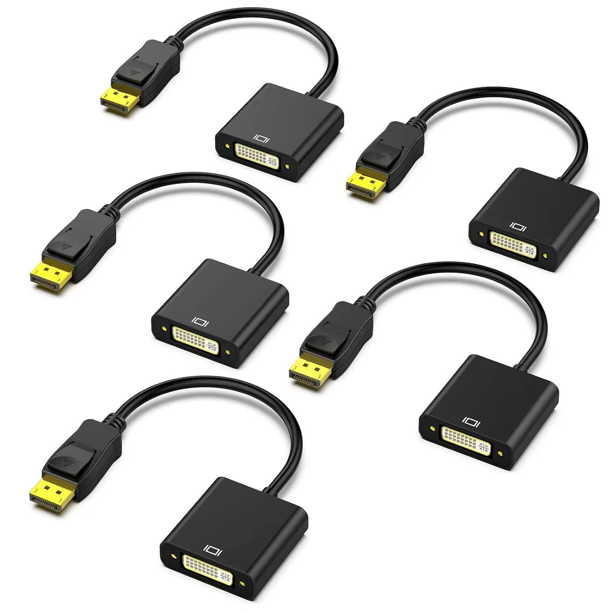 BUCIER BUCIER DisplayPort to DVI-D Single Link Adapter Male to Female Black 5-Pack — product photo