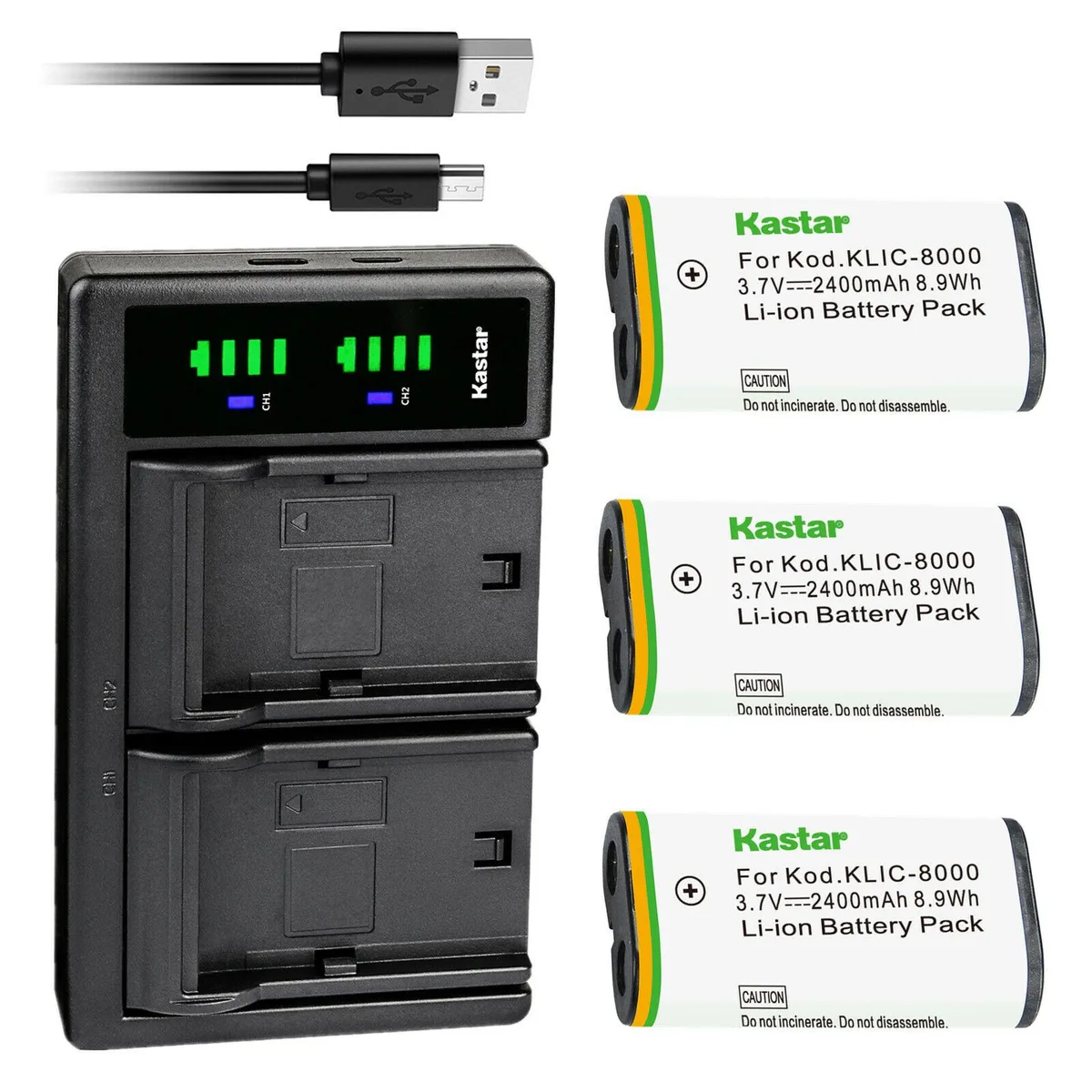 Kastar Kastar 3-pack DB-50 battery &amp; LTD2 USB charger — product photo
