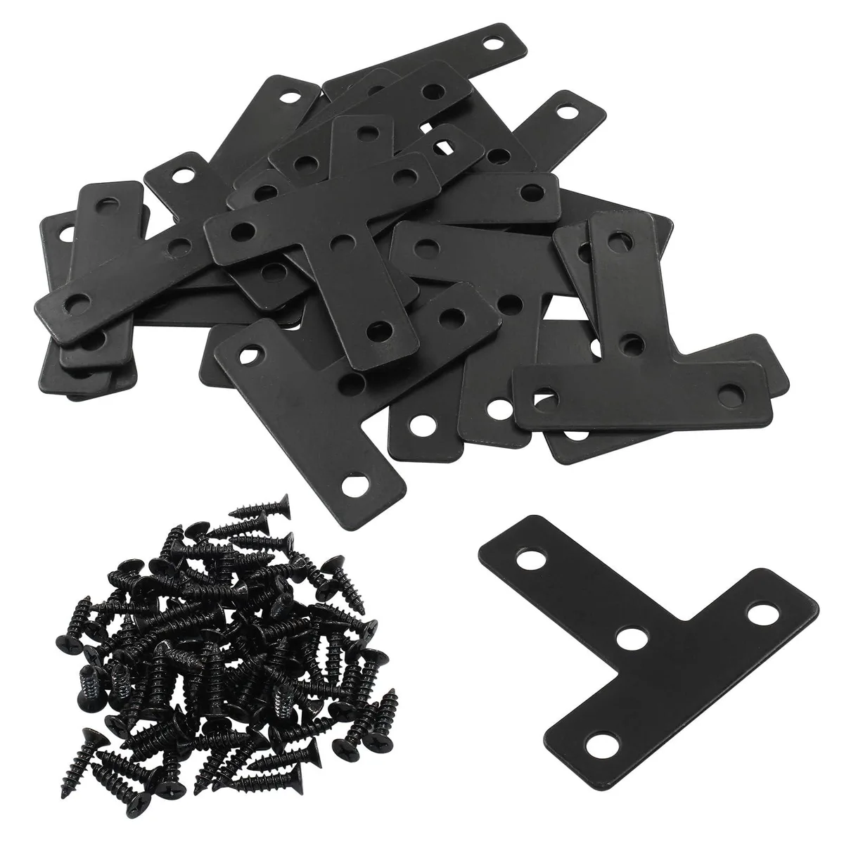 Twenty black T-shaped stainless steel plates, 50 mm, matte finish