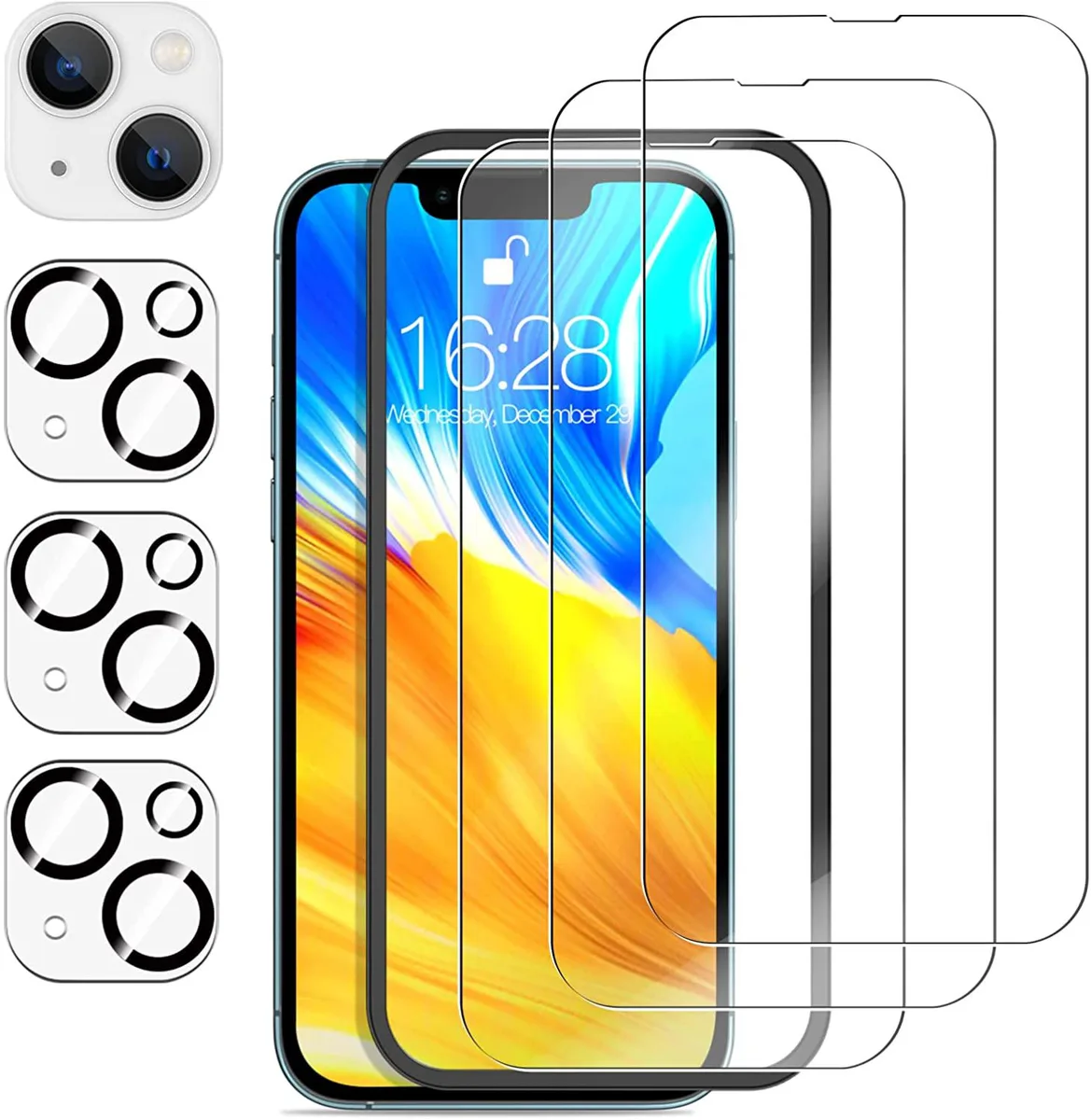 BONAEVER BONAEVER 3 Pack Tempered Glass Screen Protector iPhone 13 Pro Max 6.7 inch with Camera Lens Protector — product photo