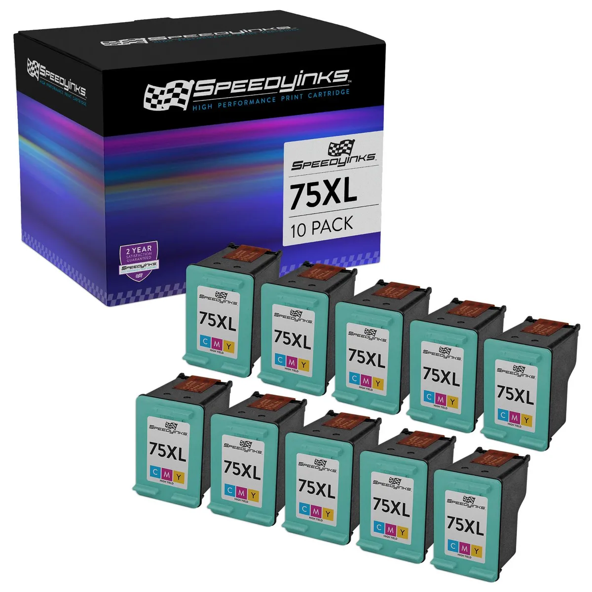 SpeedyInks SpeedyInks HP 75 Tri-Color Ink Cartridge 10-Pack — product photo