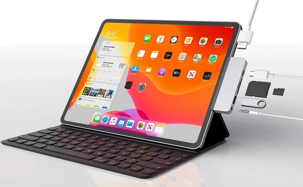WRIARICH WRIARICH IPH601 Aluminum Slim 6-in-1 USB-C hub 4K Ultra HD HDMI Hyper Speed 3.1 Gen1 Gray — product photo