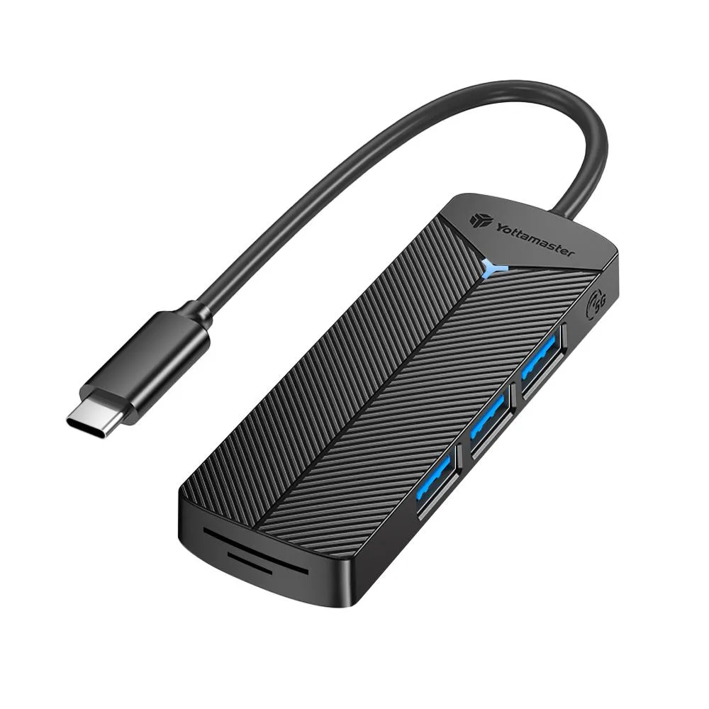 Yottamaster Yottamaster 4 Port USB 3.2 Hub &amp; SD TF Card Reader Black — product photo