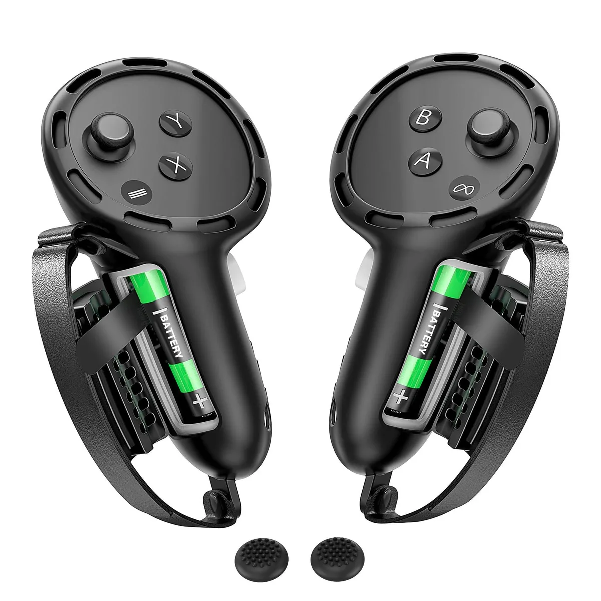 AMZDM Controller Grips for Meta Quest 3/3S with Straps and Thumbstick Covers Black — product photo