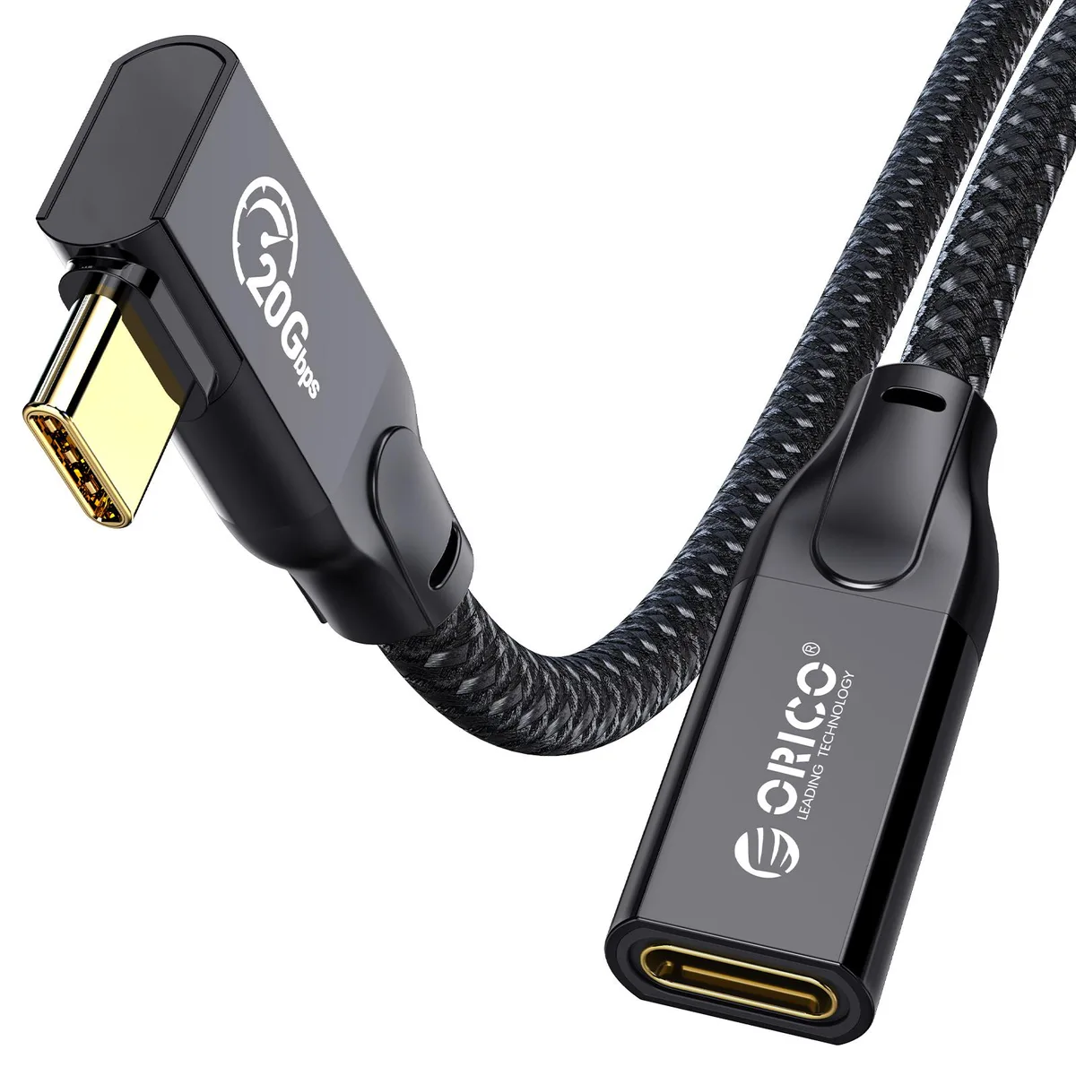 Orico Orico USB C extension cable 20 Gbps 100 W 4K 60 Hz braided black — product photo