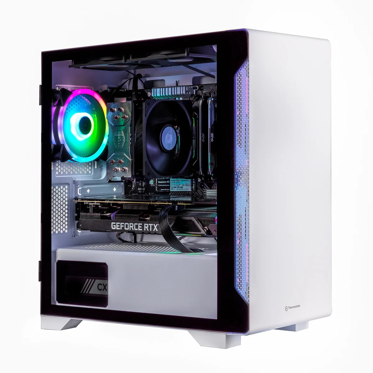 Velztorm Velztorm Nix gaming PC Ryzen 5 5600X RTX 5070 Ti 64GB DDR4 8TB PCIe SSD 750W Snow White — product photo