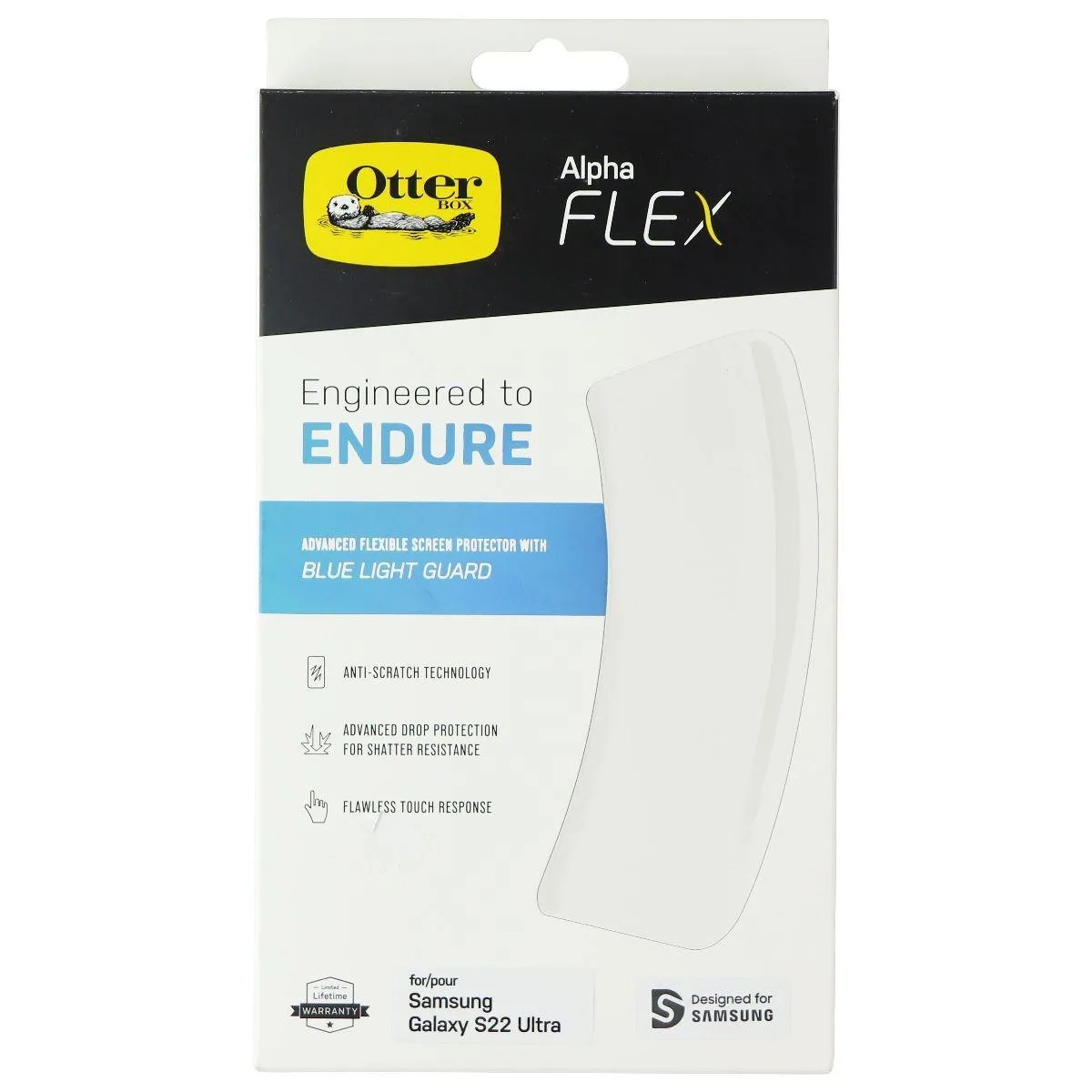 OtterBox OtterBox Alpha Flex Blue Light Screen Protector Samsung Galaxy S22 Ultra Clear — product photo