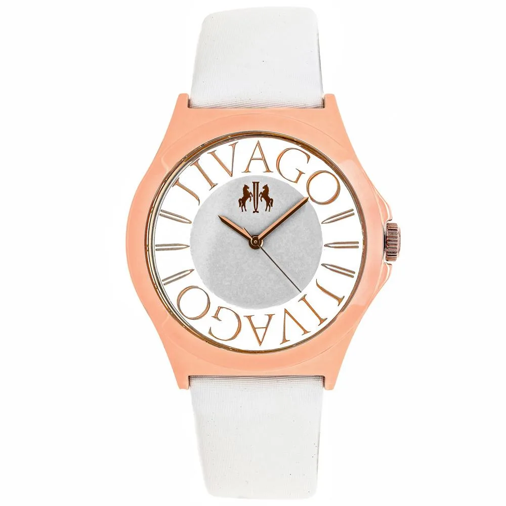 Jivago JV8434 white dial stainless steel watch with satin leather strap
