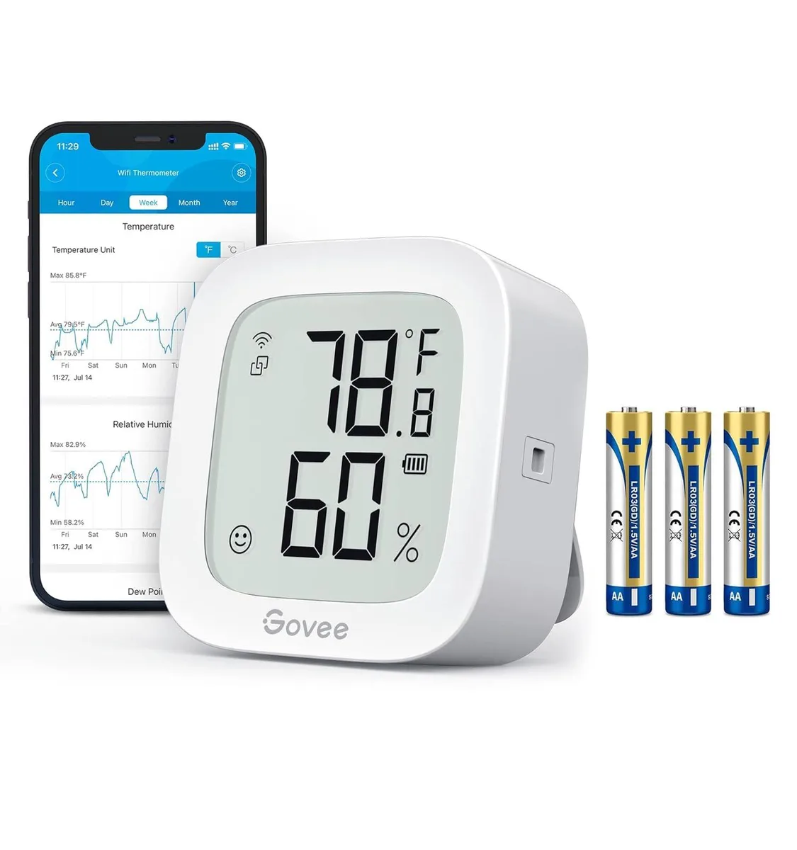 Small white rectangular device with e-ink screen and stand