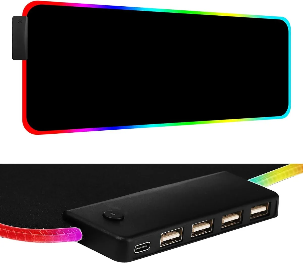 Bailink Bailink Gaming Mouse Pad RGB 4 Port USB Hub 14 Lighting Modes 31.5x11.8x0.16 inch Black — product photo