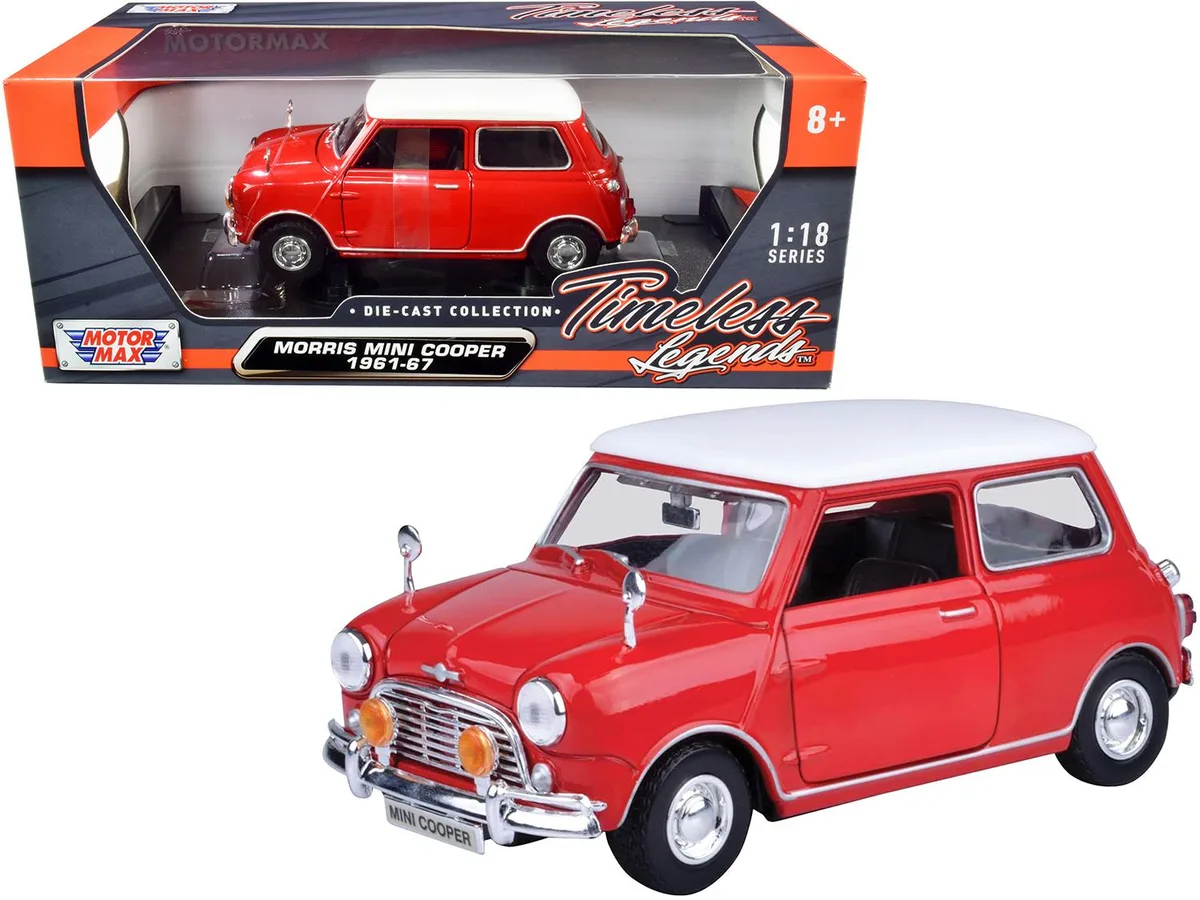 MOTORMAX MOTORMAX 1961-1967 Morris Mini Cooper Red White Top 1/18 Diecast Vehicle — product photo