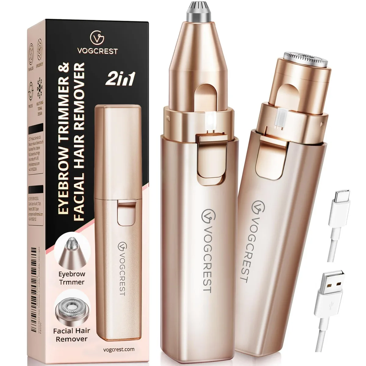 Pink foil shaver with detachable head and LED light