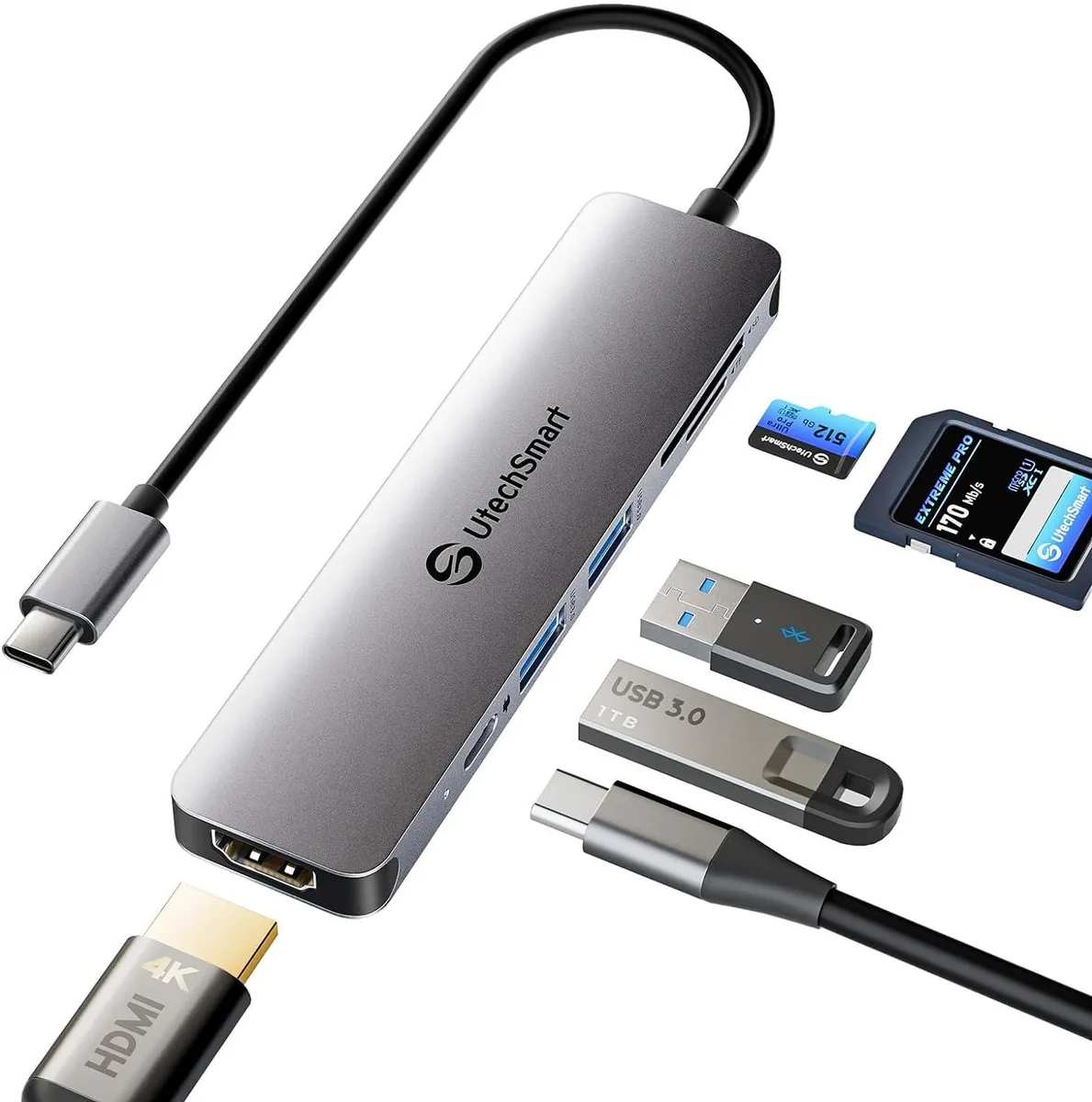 PISKEKAT PISKEKAT Server Rack 6-in-1 USB-C Hub 4K@60Hz 100W PD — product photo