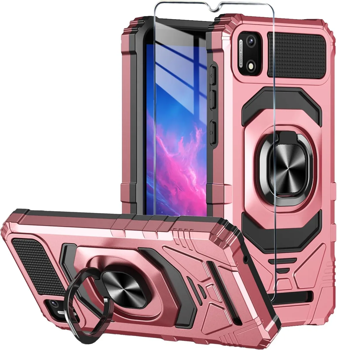 TAURKENAM TAURKENAM Case for Cloud Mobile Stratus C7 with Ring Kickstand and Tempered Glass Pink — product photo