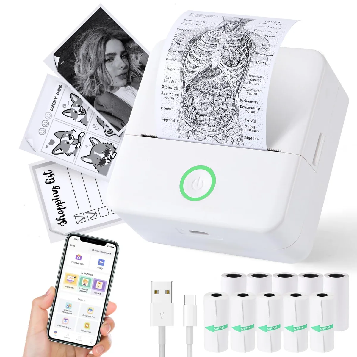 Print Pods X6 Mini Printer 10 Rolls 200DPI 1200mAh — product photo