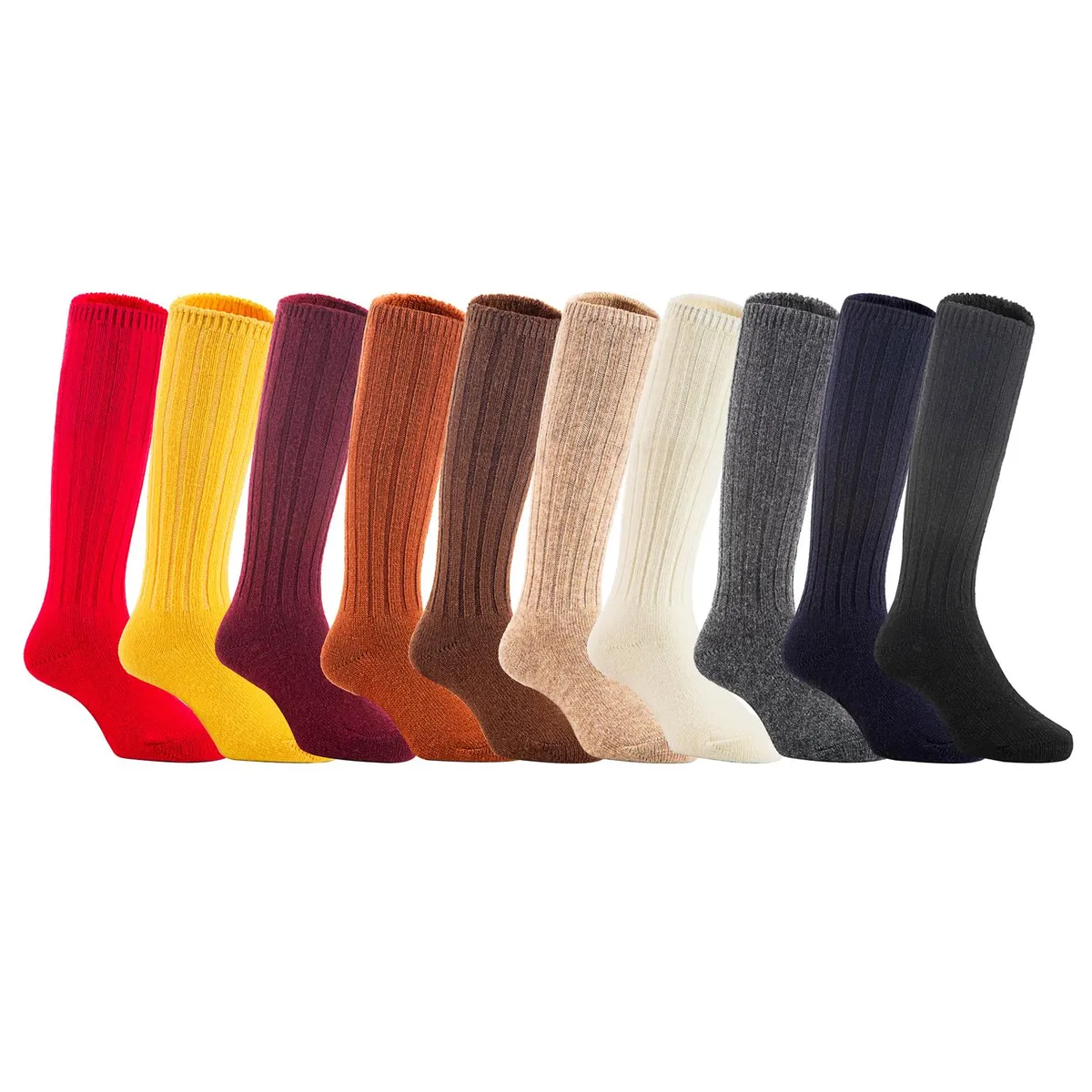 Four pairs of knee-high wool-blend boot socks in assorted girl colours, size M for ages 2-4 years